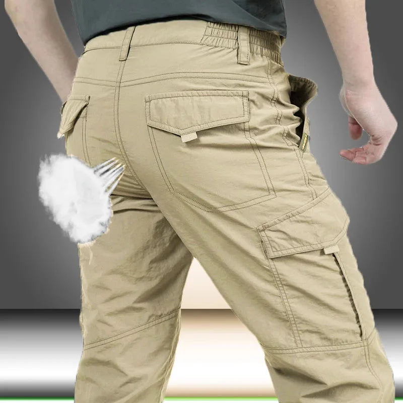Herren Cargo-Hose mit mehreren Taschen, elastischem Bund