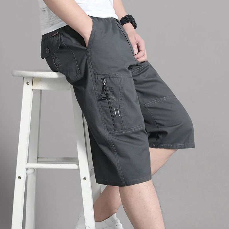 Herren Caprihose Cargo Shorts Freizeithose mit Taschen