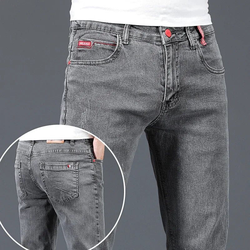 Herren Jeans Hose, Gerade geschnitten, Hellblau oder Grau, Denim-Look