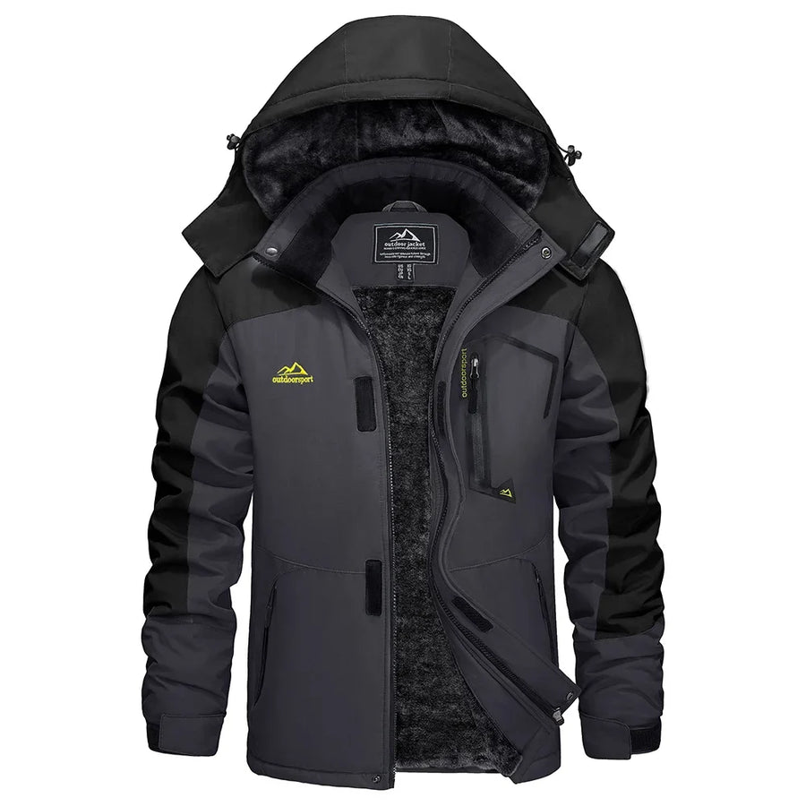 Herren Winterjacke mit Kapuze, gefüttert, atmungsaktiv, outdoor
