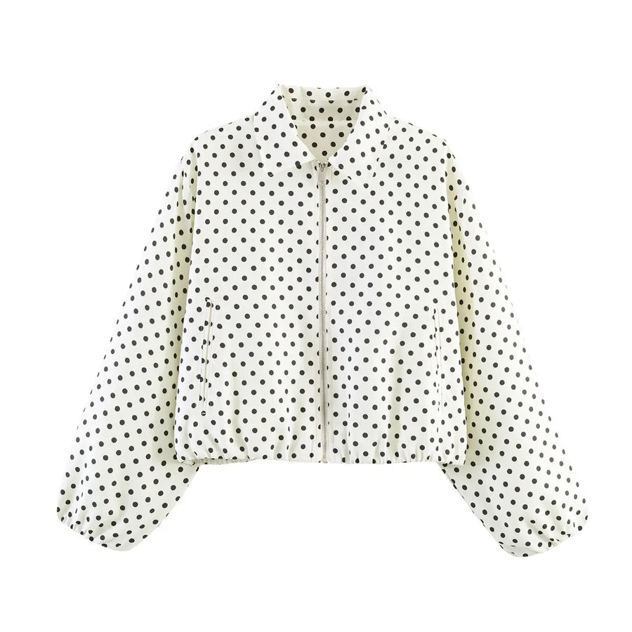 Damen Kurzjacke mit Reißverschluss, Kragen und Gummizugsaum