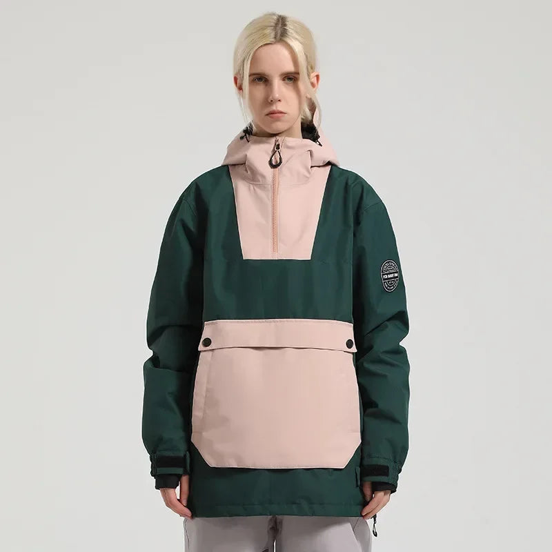 Unisex Anorak Jacke mit Kapuze & Kängurutasche – Wasserdicht aus Synthetik