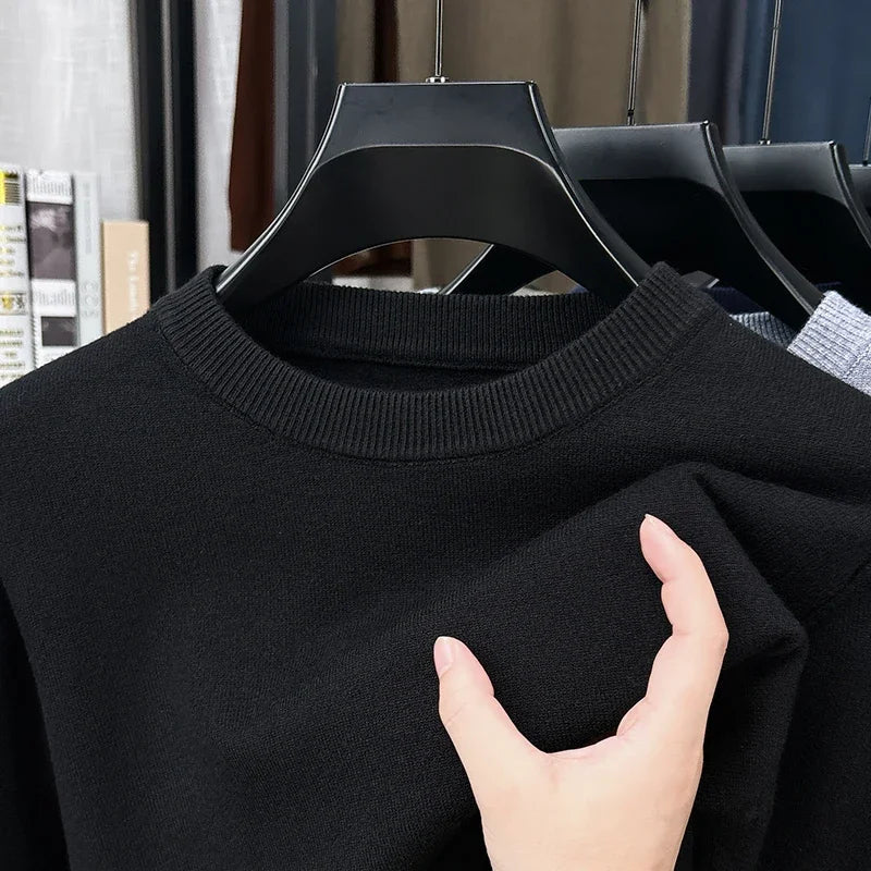 Unisex pullover met lange mouwen, ronde hals, fijngebreid, beige