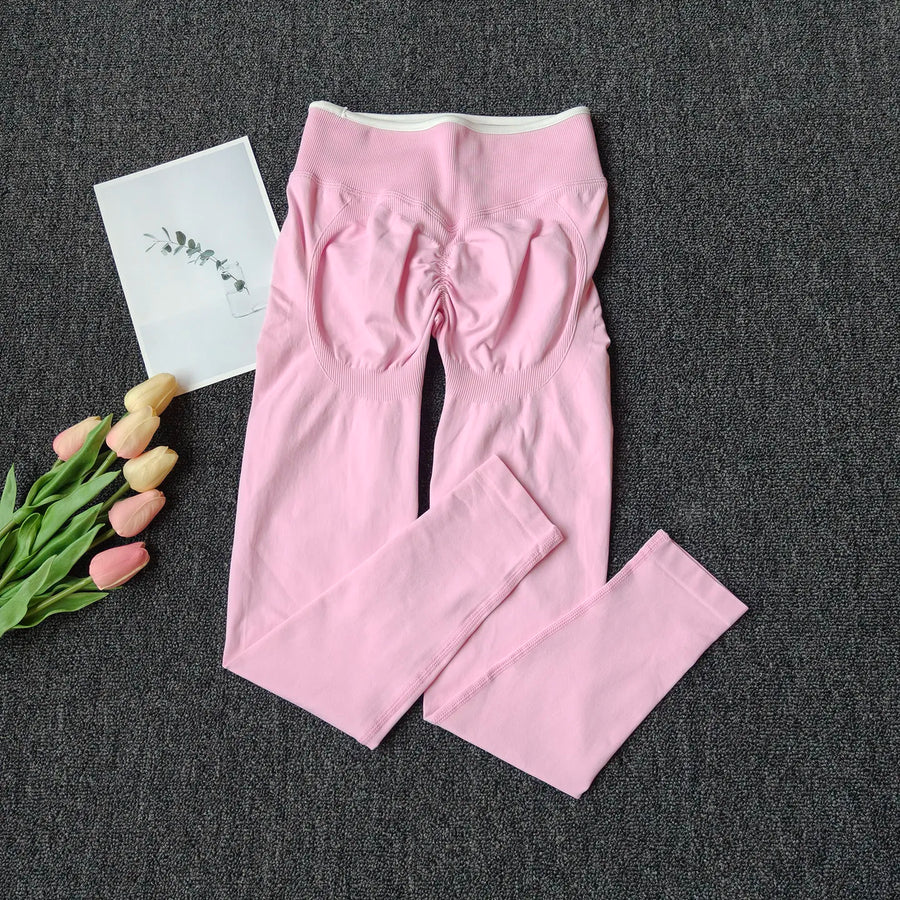 High-waist scrunch-buttlegging met rimpeldetail in verschillende kleuren