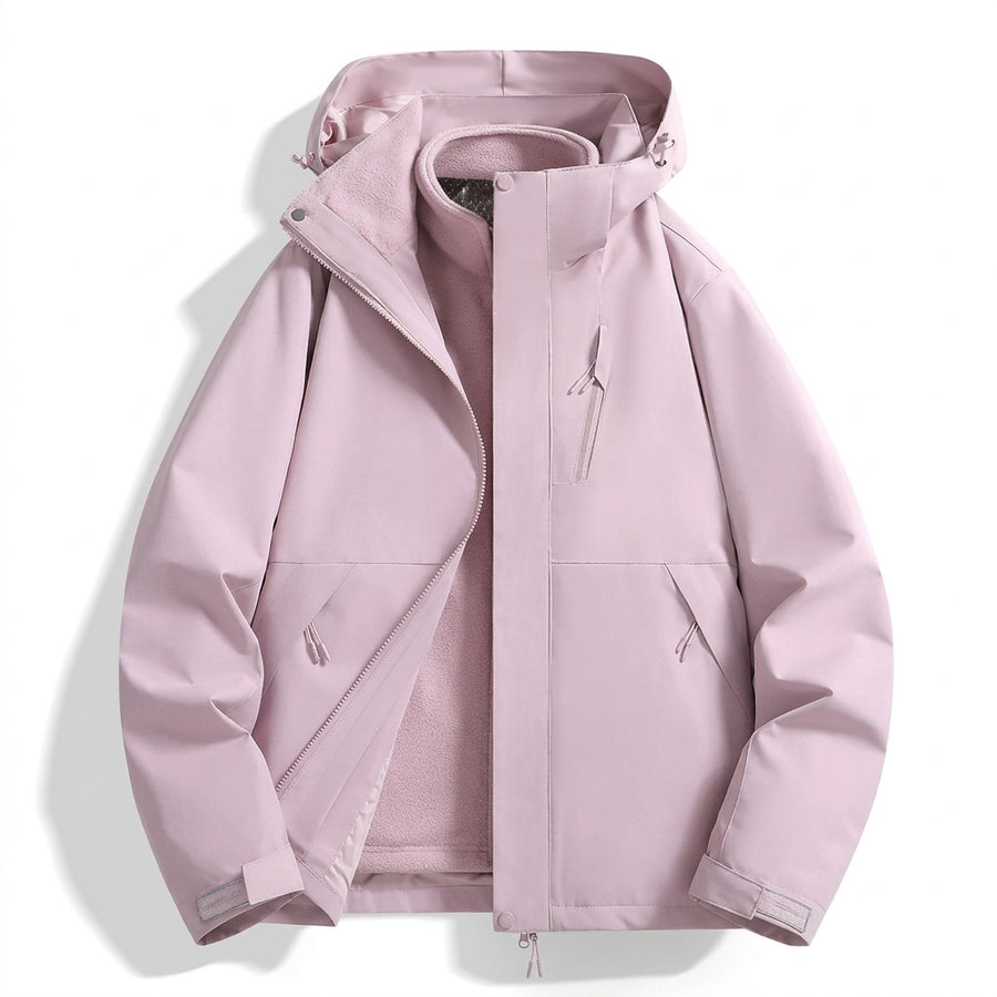 3-in-1 Jacke Unisex Wasserdicht Winddicht Winterjacke mit Fleece-Innenfutter Kapuze