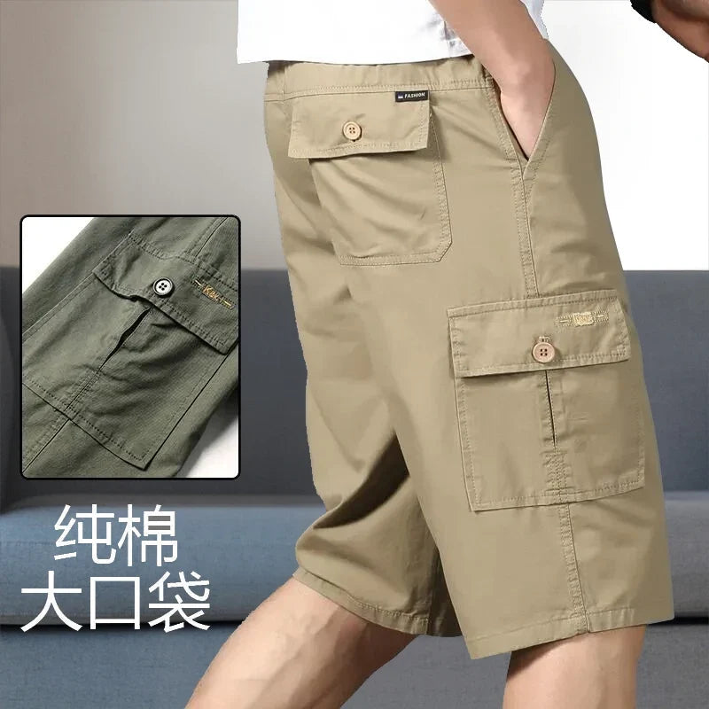 Herren Caprihose Cargo Shorts Freizeithose mit Taschen