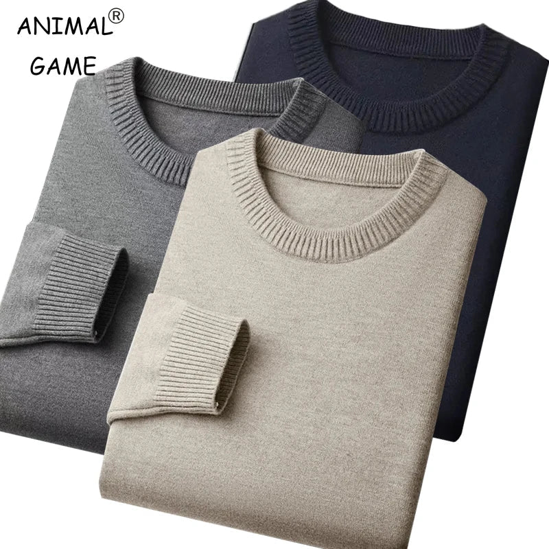 Unisex gebreide pullover met ronde hals en geribde boorden