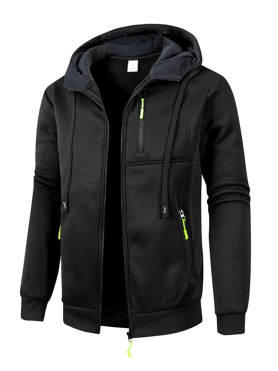 Herren Kapuzenpullover mit Reißverschluss und warmem Futter