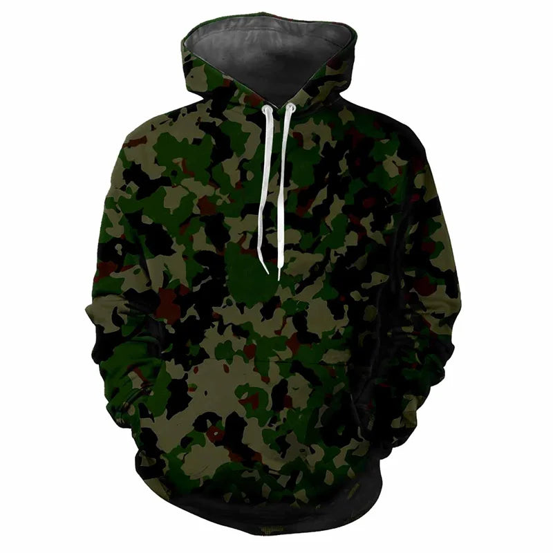 Hoodie met capuchon, camouflagepatroon, kangoeroezak, unisex