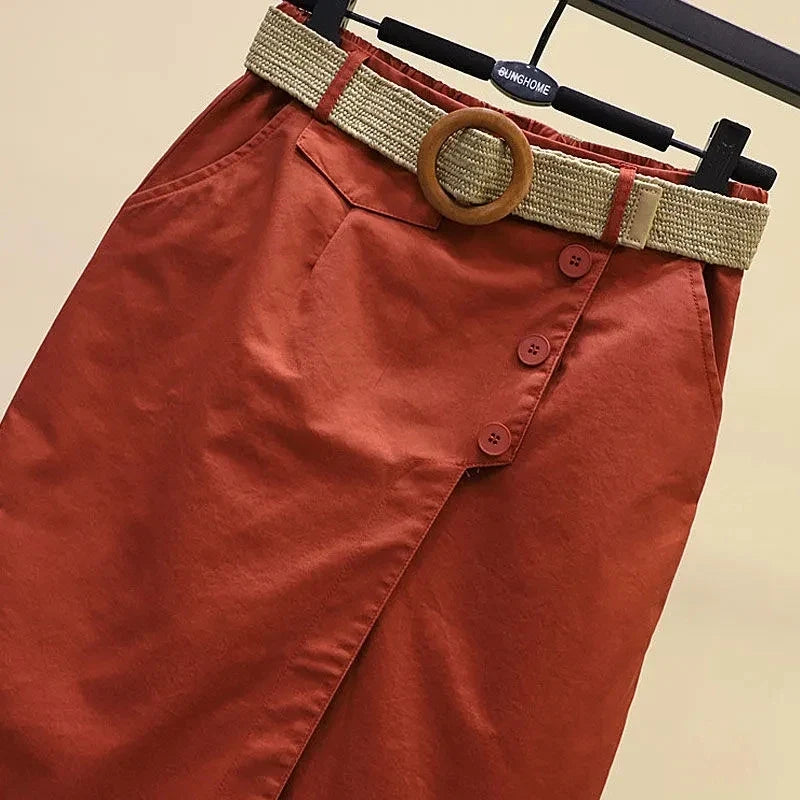 Wikkelrokshorts voor dames met riem en knopen