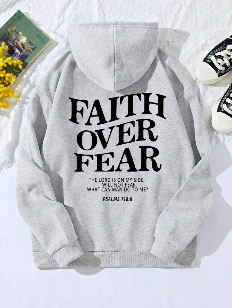 Hoodie met capuchon & tekstprint op de achterkant, lange mouwen, casual trui