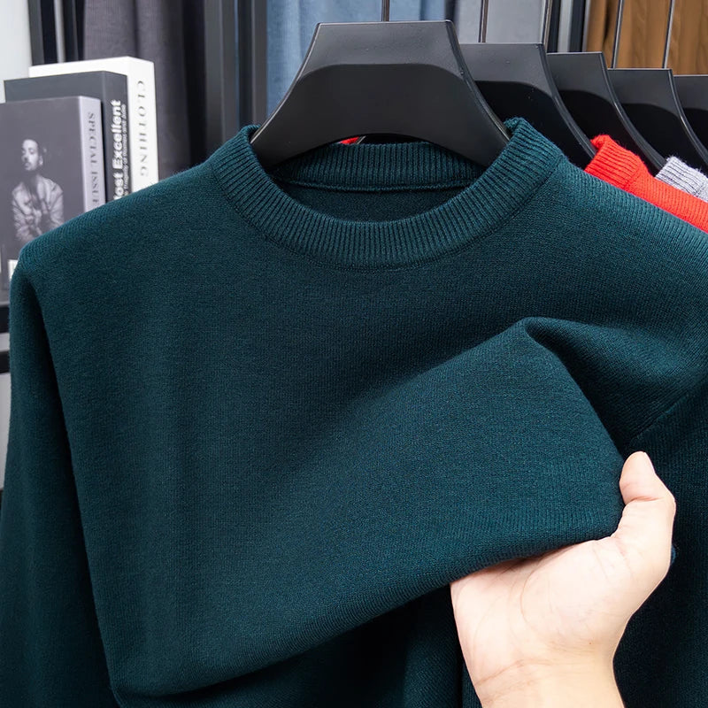Unisex basic trui met ronde hals, lange mouwen en breisel