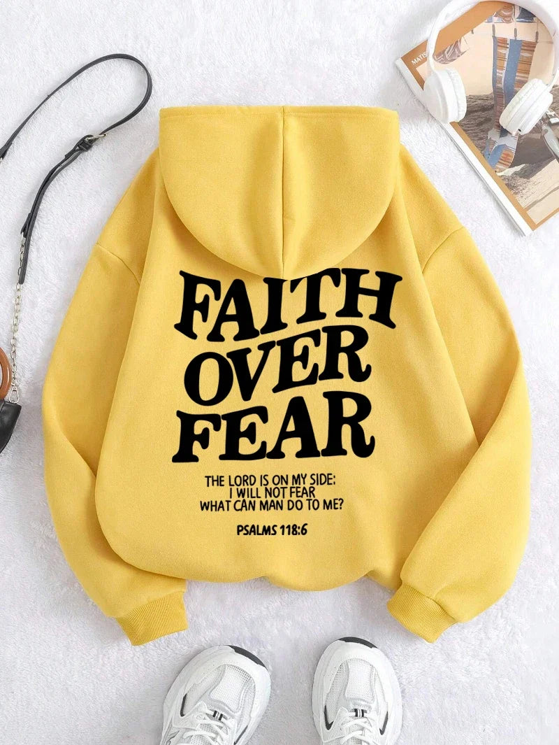 Hoodie met capuchon & tekstprint op de achterkant, lange mouwen, casual trui