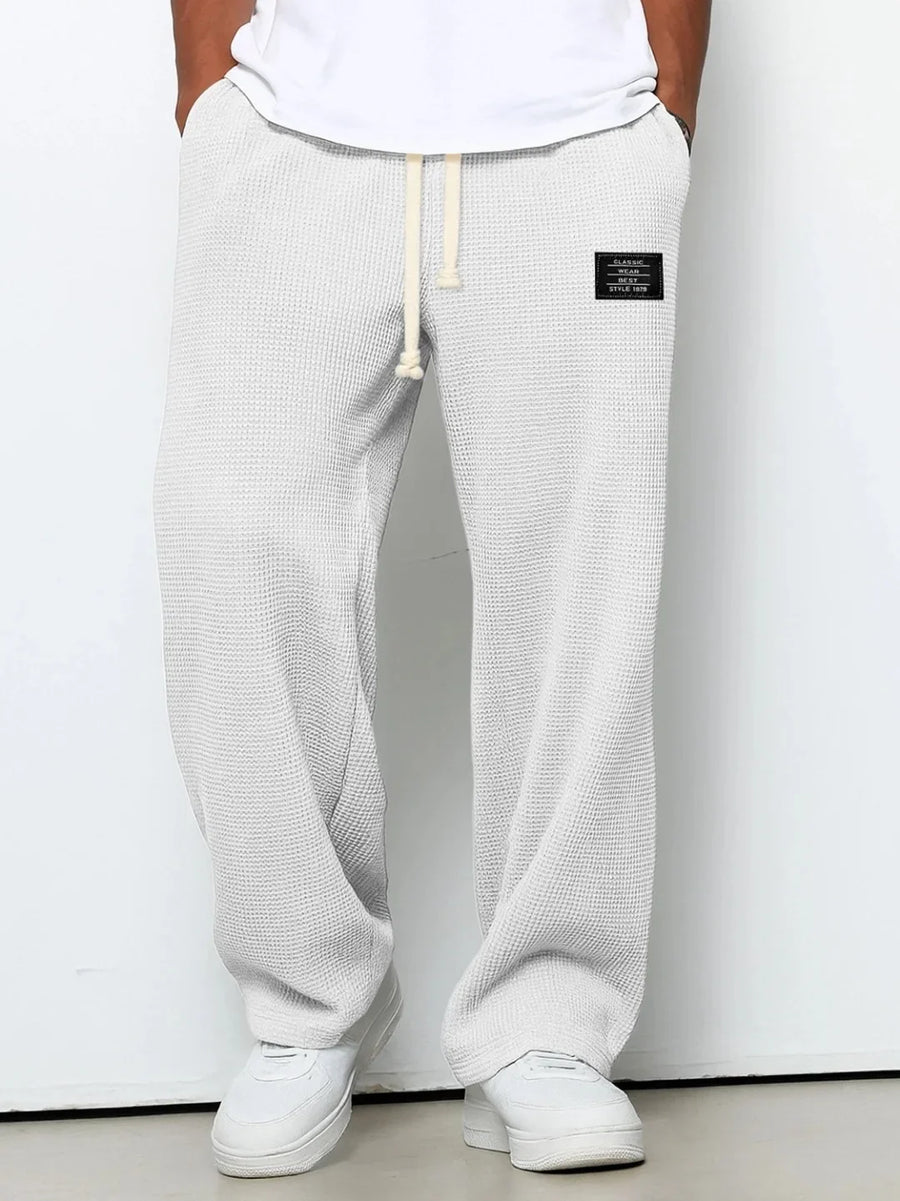 Unisex Waffel-Jogginghose mit Kordelzug und weitem Bein