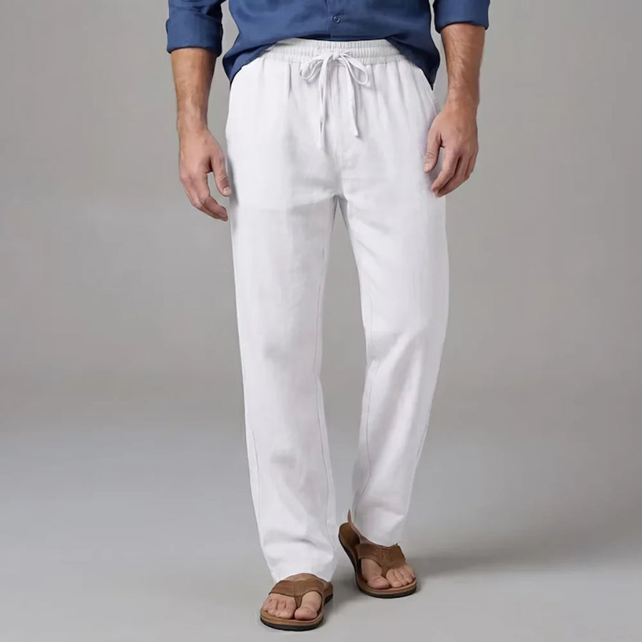 Herren Freizeithose Weites Bein Kordelzug Weiß
