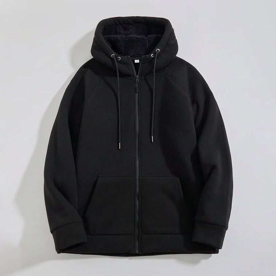 Unisex Kapuzenjacke mit Reißverschluss und Plüschfutter für kalte Tage