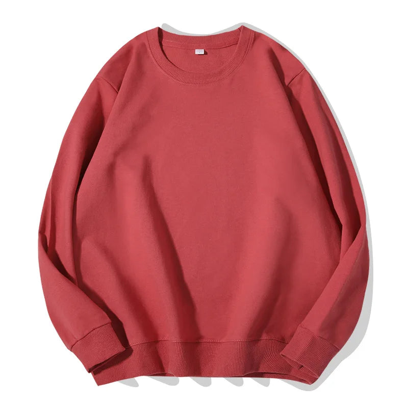Unisex basic sweatshirt met ronde hals, lange mouwen, effen, geribde boorden, casual trui