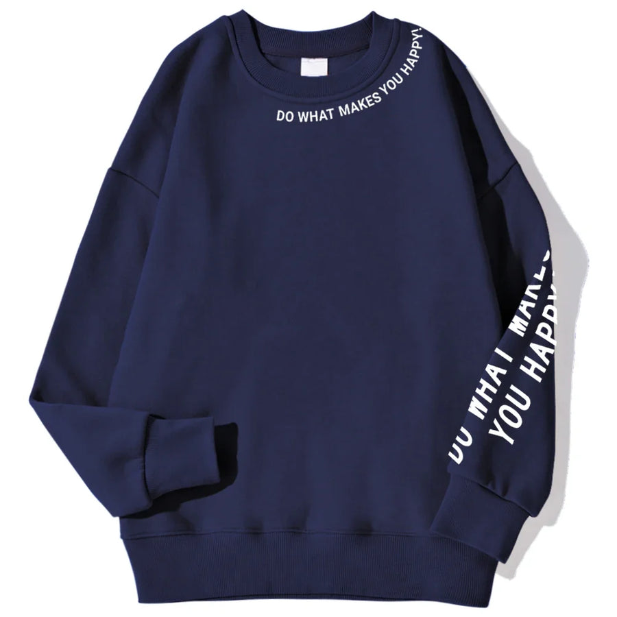 Damen Sweatshirt mit Spruch Print – Rundhals Langarm Oversized Pullover