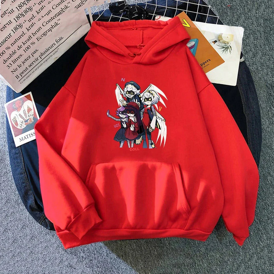 Unisexhoodie met kangoeroezak en anime-opdruk