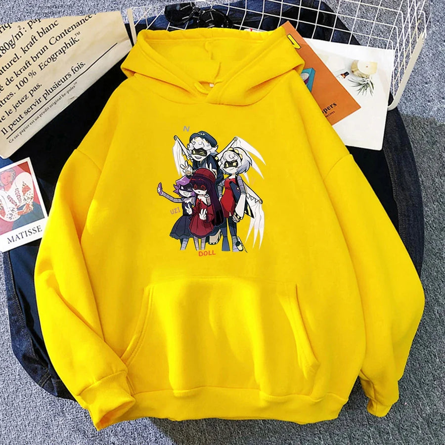 Unisexhoodie met kangoeroezak en anime-opdruk