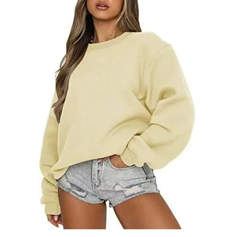 Oversized damessweatshirt met ronde hals en lange mouwen, casual trui