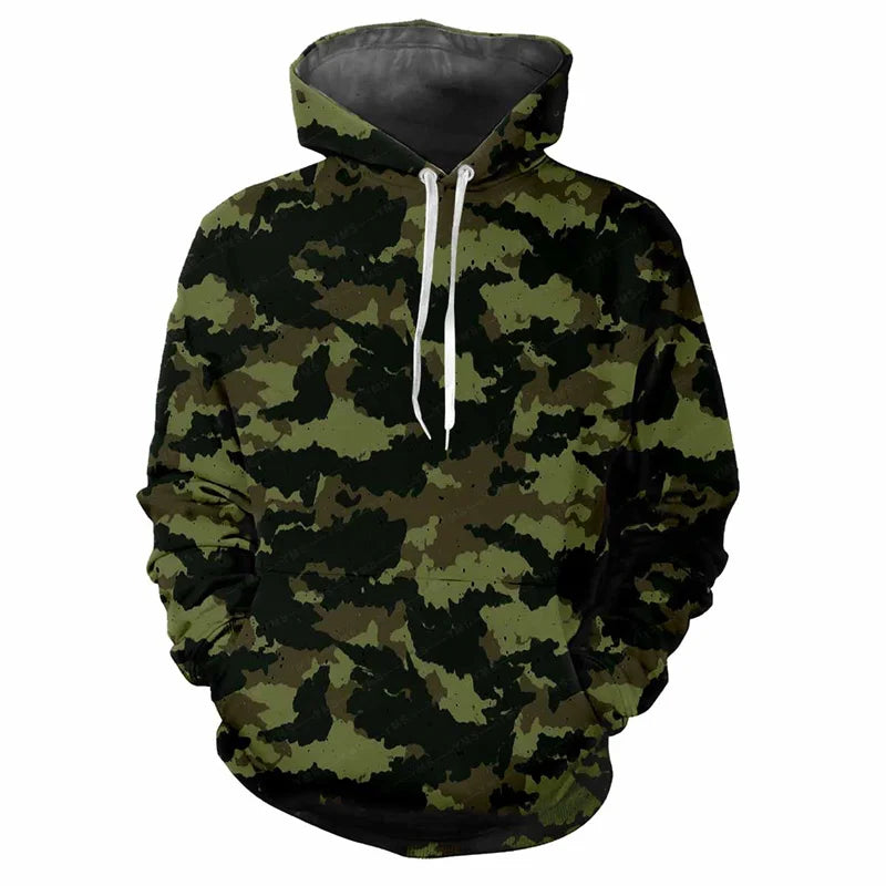 Hoodie met capuchon, camouflagepatroon, kangoeroezak, unisex