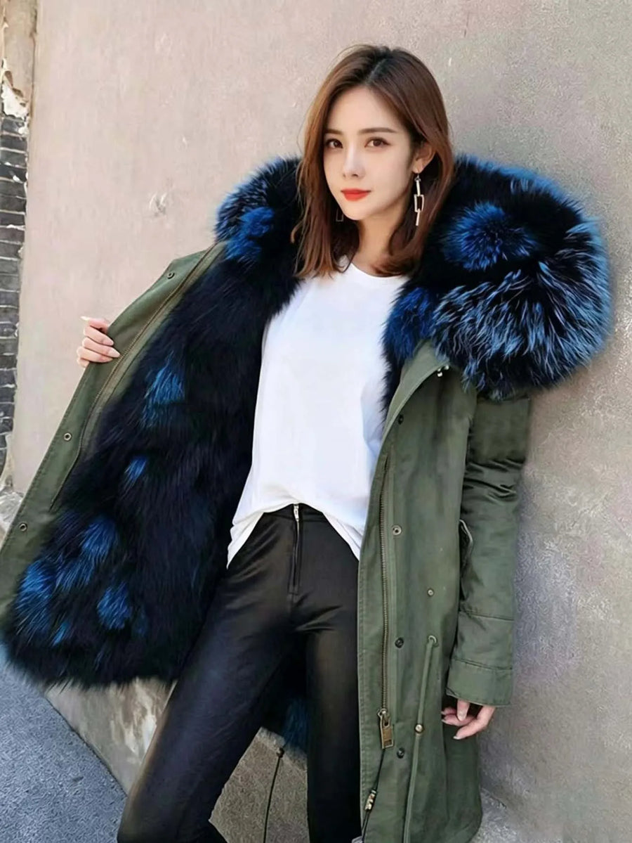 Damen Winterparka mit abnehmbarem Kunstpelzbesatz und Futter