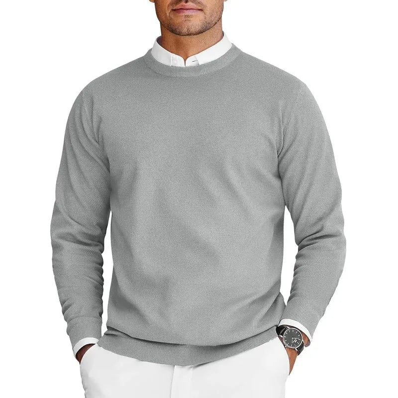 Heren pullover met ronde hals, lange mouwen, basic gebreide pullover