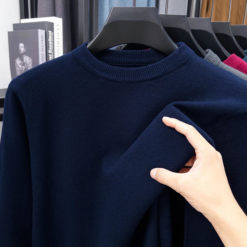 Unisex basic trui met ronde hals, lange mouwen en breisel