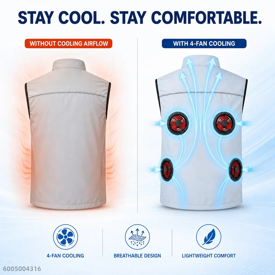 Kühlweste mit 2 oder 4 Ventilatoren – Leichtes Design für Herren