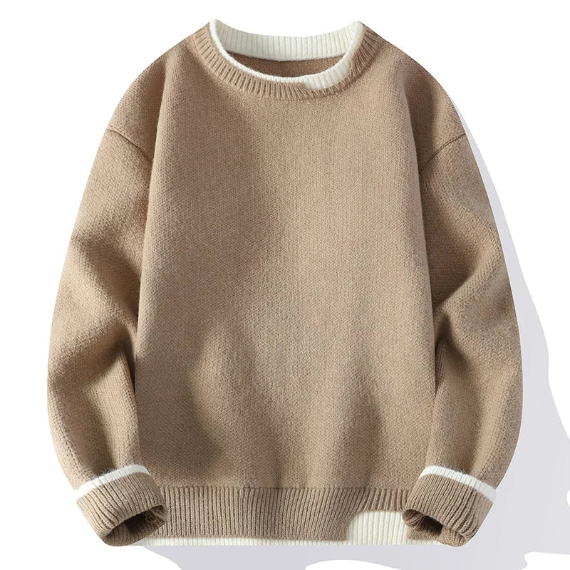 Unisex tweekleurige trui met ronde hals, gebreid, zacht materiaal