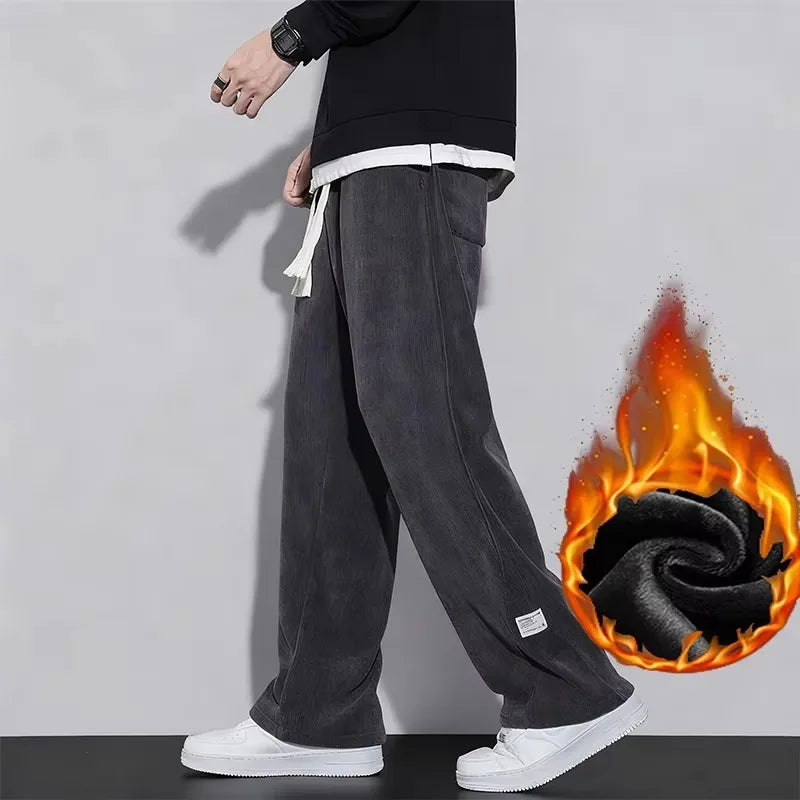 Unisex Winterhose mit Fleecefutter, Lässige Weite Freizeithose mit Kordelzug