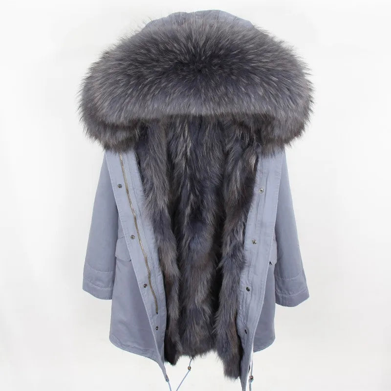 Damen Winterparka mit abnehmbarem Kunstpelzbesatz und Futter