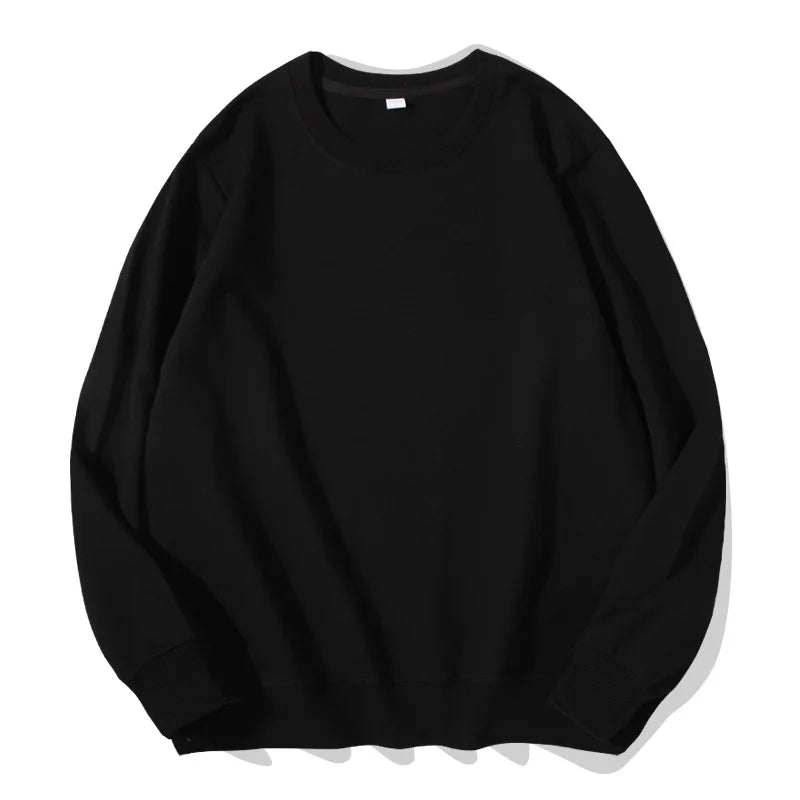 Unisex basic sweatshirt met ronde hals, lange mouwen, effen, geribde boorden, casual trui