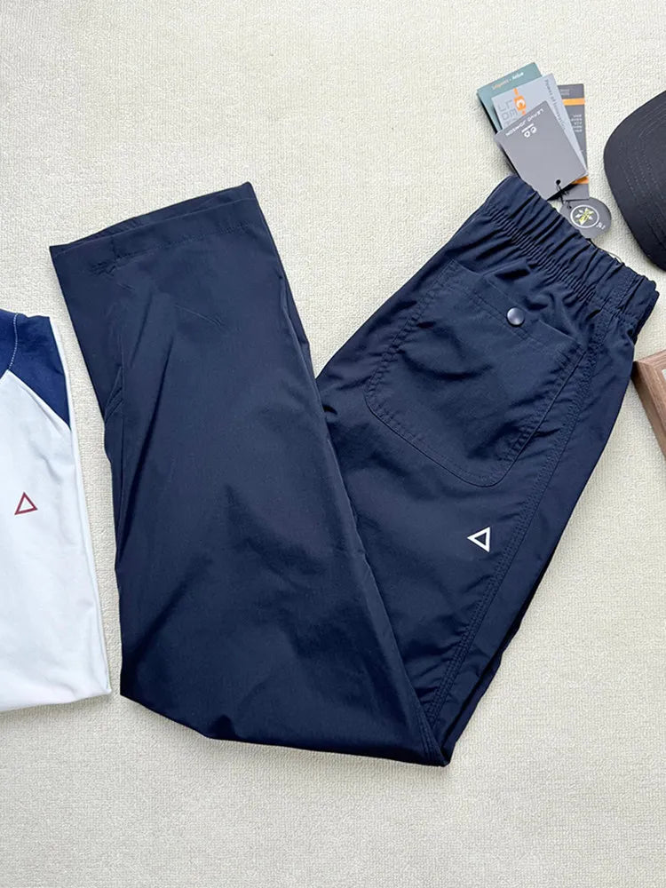 Vrijetijdsbroek met elastische tailleband en zijzak, marineblauw