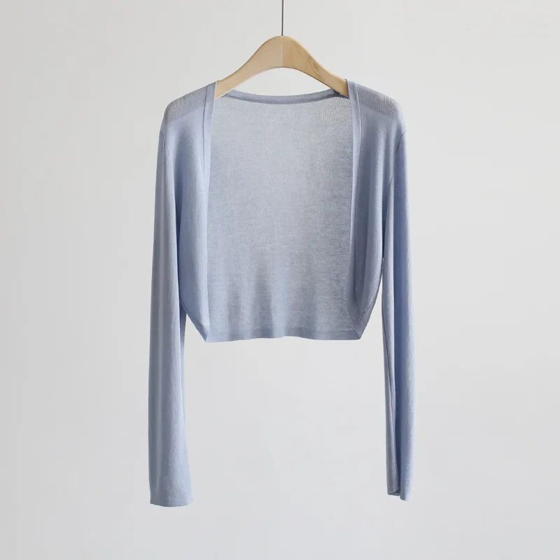 Damen Kurzarm Bolero Cardigan Strickjacke Leicht Sommerlich