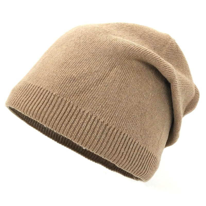 Unisex Beanie Mütze Strickmütze Slouchy mit Rippenbund