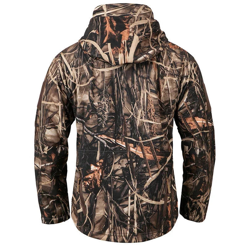 Herren Tarnmuster Outdoor Jacke mit Kapuze und Reißverschluss
