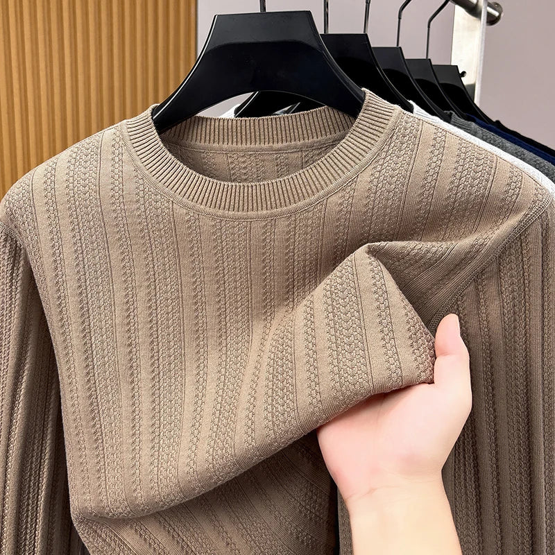 Unisex shirt met lange mouwen, ronde hals, fijngebreid, met patroon