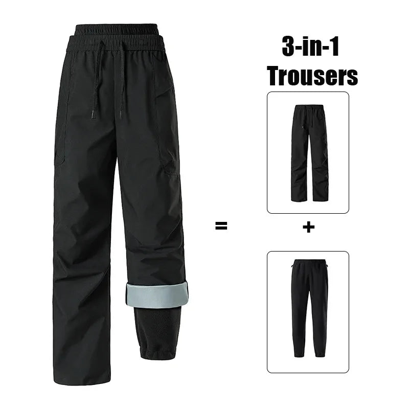 3-in-1-broek met fleecevoering, gevoerde outdoorbroek voor dames