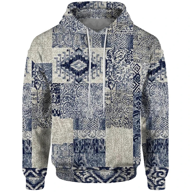 Hoodie met patchworkpatroon en capuchon