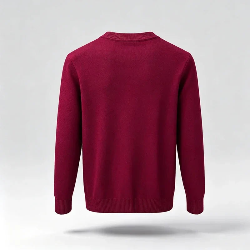 Unisex basic pullover met ronde hals, lange mouwen en gebreide look