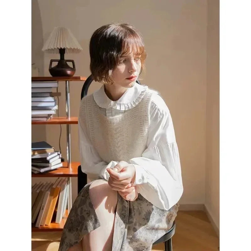 Damen Strickweste Pullover Weste Grün Strickmuster Quadratischer Ausschnitt