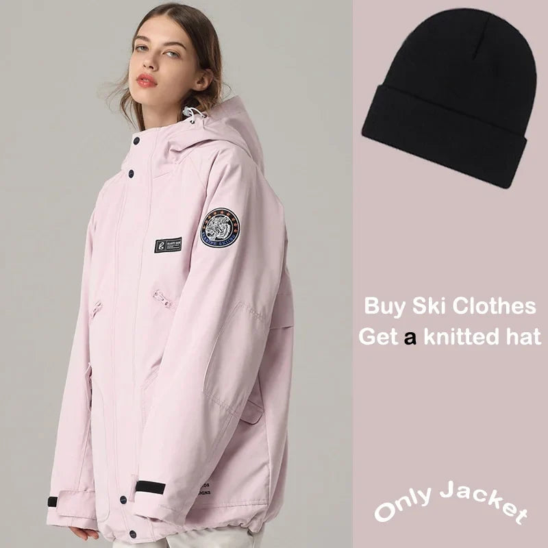 Unisex Winter Skijacke mit Kapuze & Reißverschluss – Winddichte Snowboardjacke