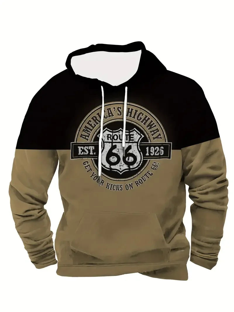 Hoodie mit Motivdruck, Kängurutasche, Kapuze und Kordelzug