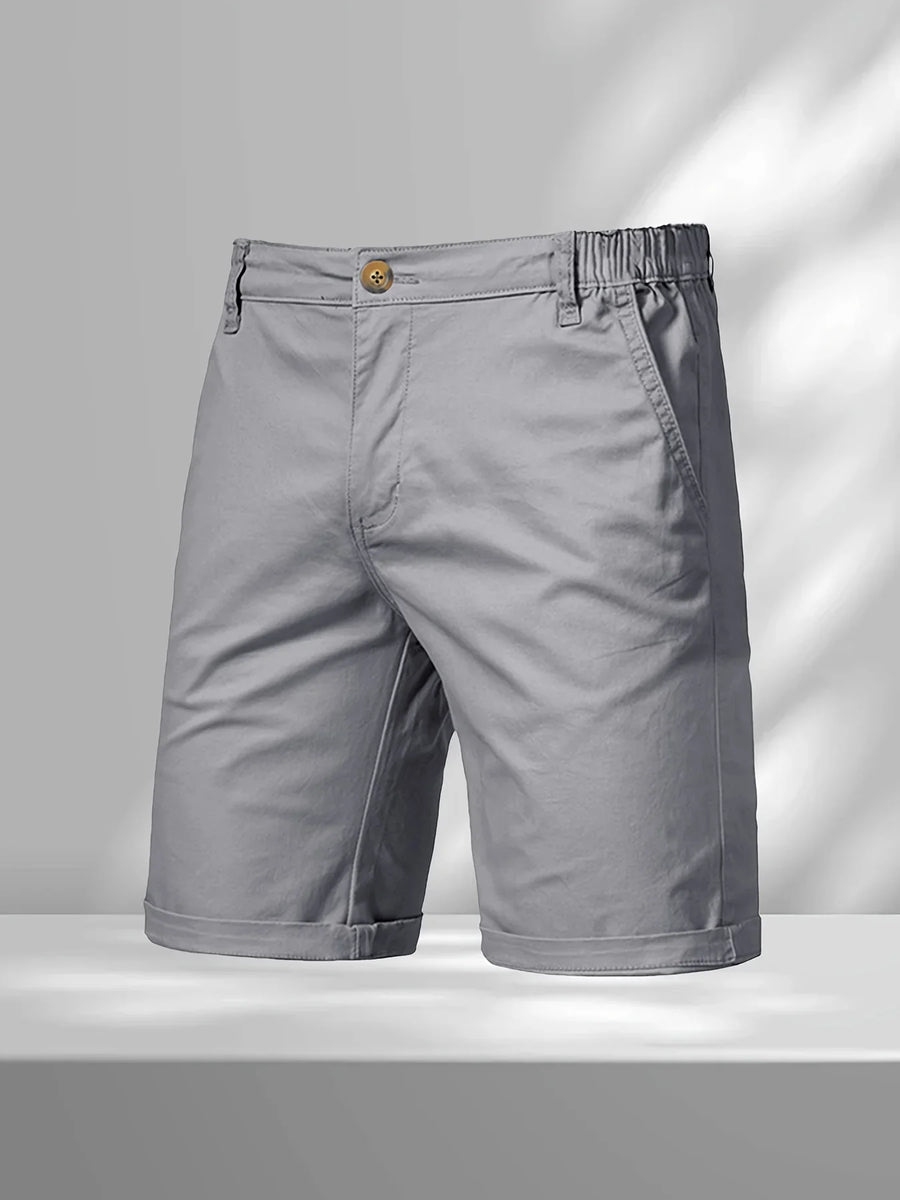 Chinoshorts voor heren met elastische tailleband en knoopsluiting