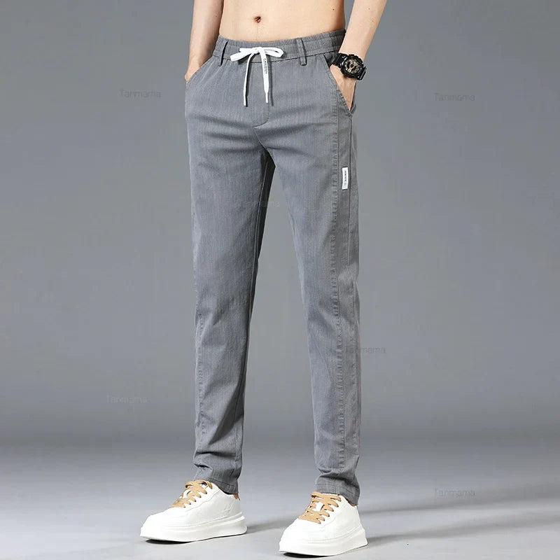 Vrijetijdsbroek voor heren met trekkoord en elastische tailleband, slim fit