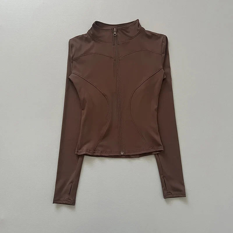 Damen Sportjacke mit Stehkragen & Reißverschluss Lange Ärmel