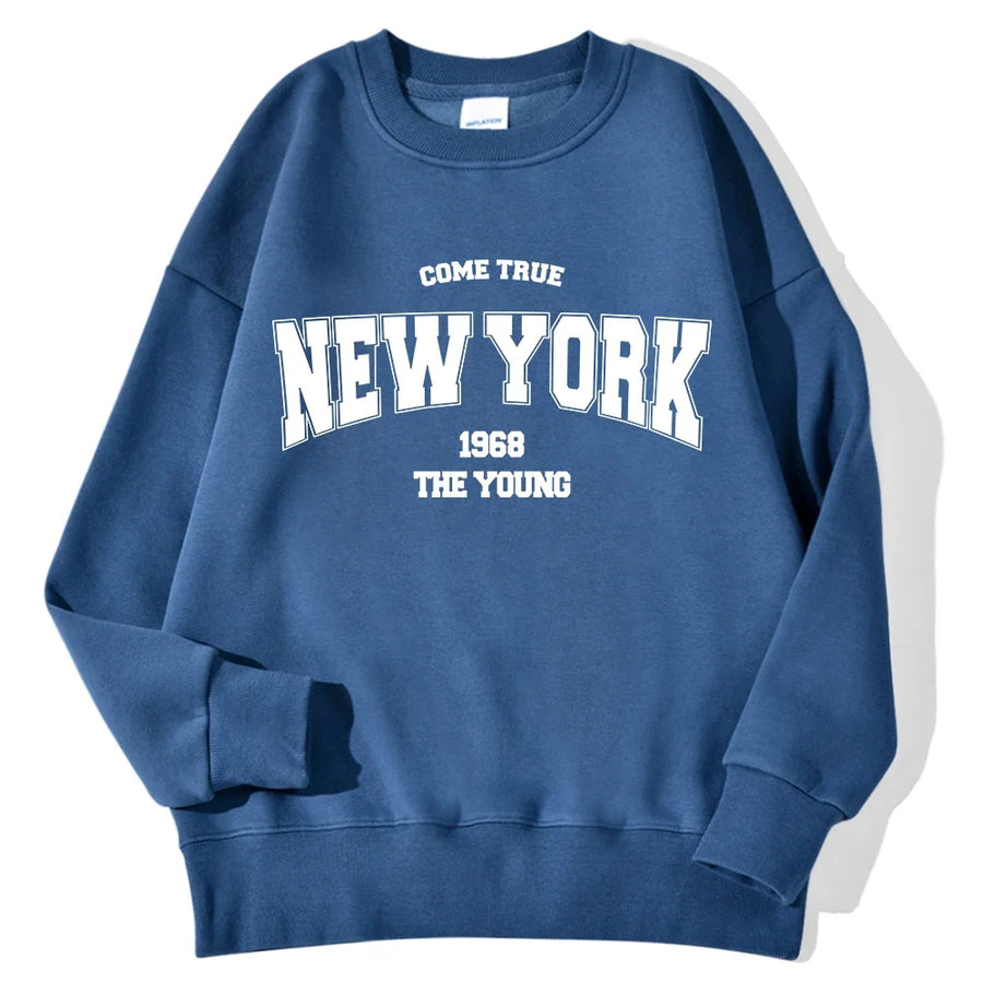 Unisex sweatshirt met lange mouwen, ronde hals en logo-opdruk, casual top
