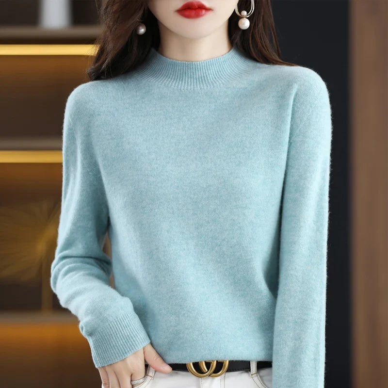 Damen Pullover mit Stehkragen Langarm